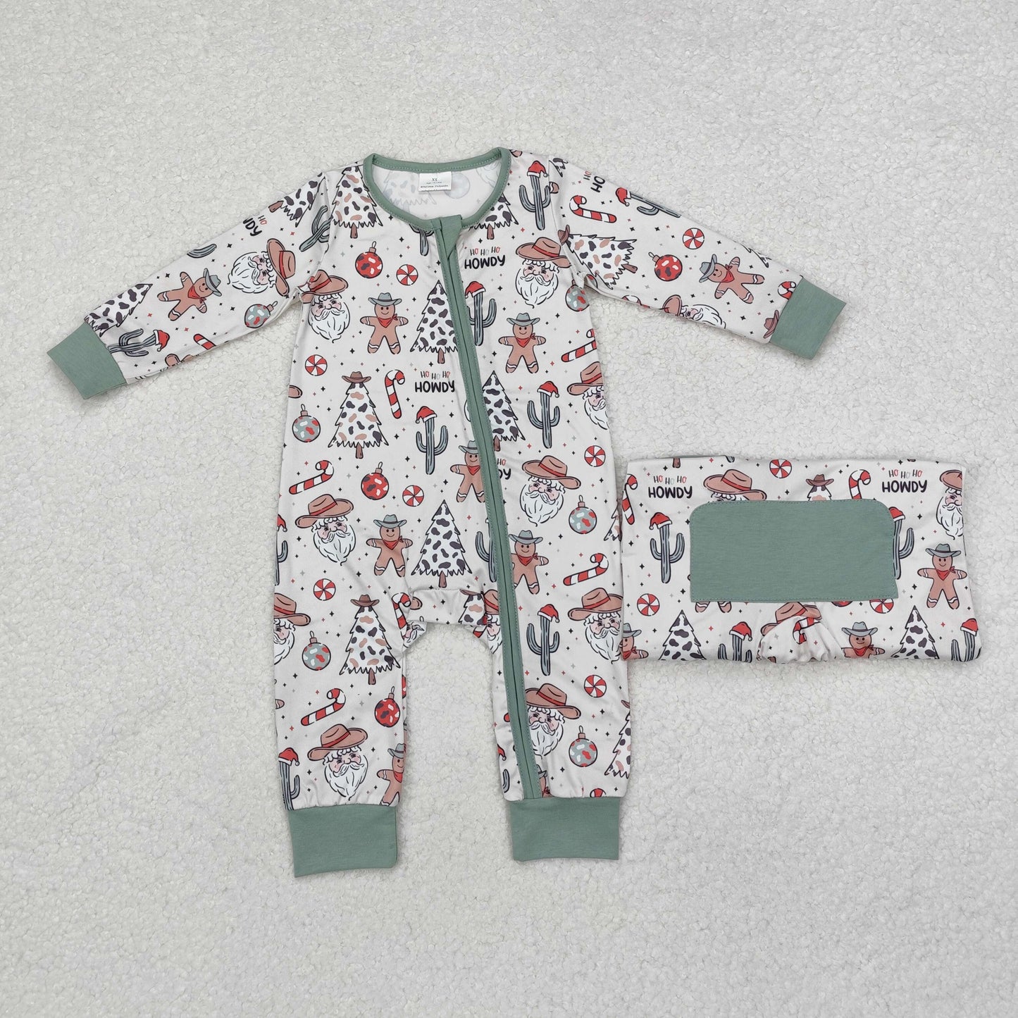 LR1674 Christmas Gingerbread Man Zipper Long Sleeve Boys Romper RTS 202509