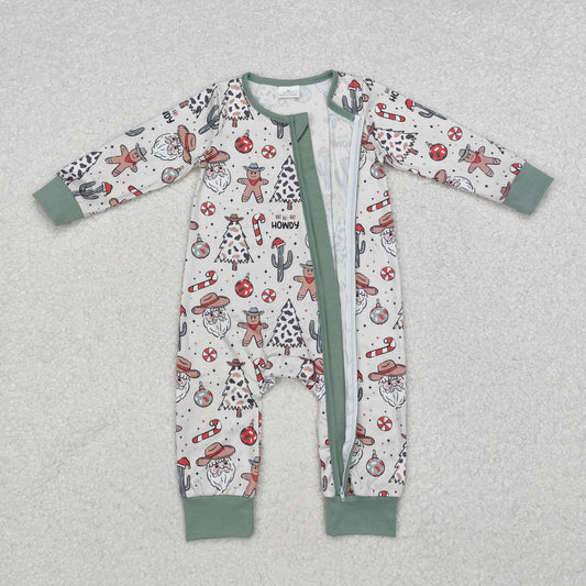 LR1674 Christmas Gingerbread Man Zipper Long Sleeve Boys Romper RTS 202509