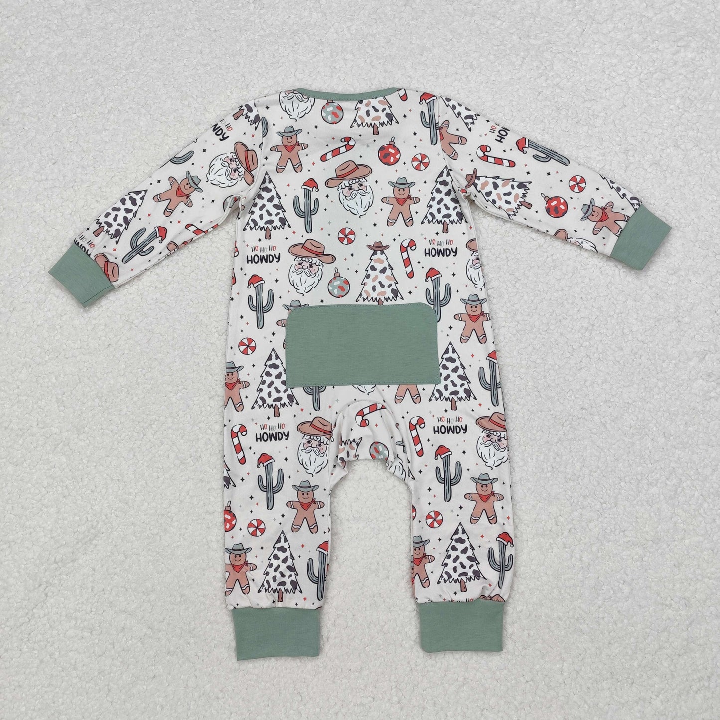 LR1674 Christmas Gingerbread Man Zipper Long Sleeve Boys Romper RTS 202509