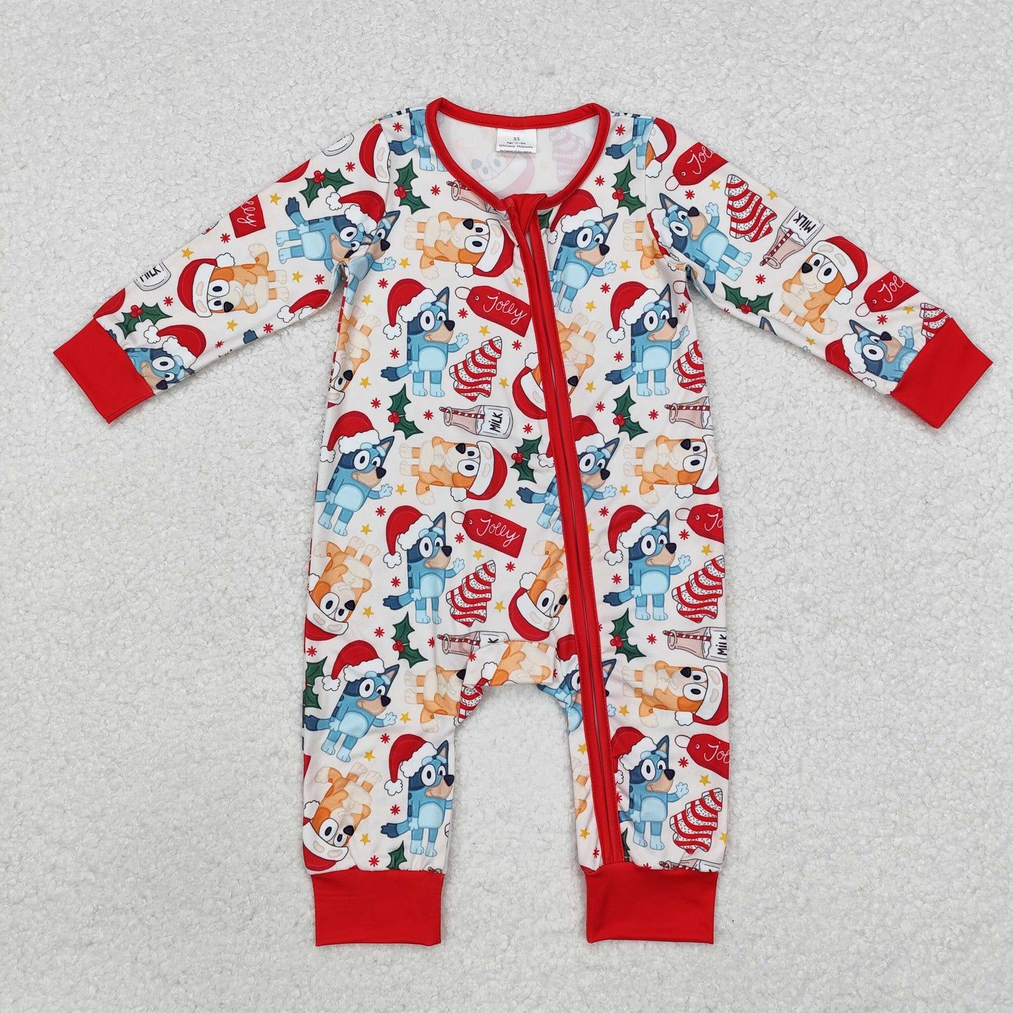 LR1684 Christmas Bluey Red Zip Long-Sleeved Boys Romper RTS 202512