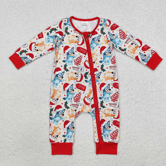 LR1684 Christmas Bluey Red Zip Long-Sleeved Boys Romper RTS 202512