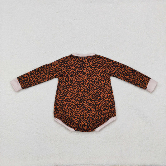LR1723 pumpkin leopard print bow pumpkin long sleeve onesie High quality