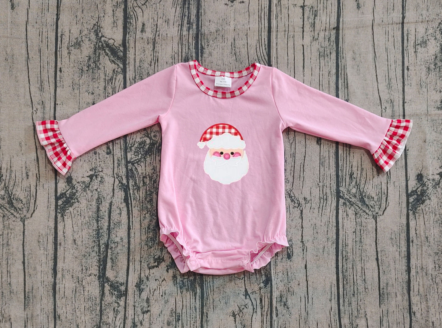 Preorder LR1733 Embroidered Red Plaid Ruffle Long Sleeves Christmas Girls Bubble Romper 202508