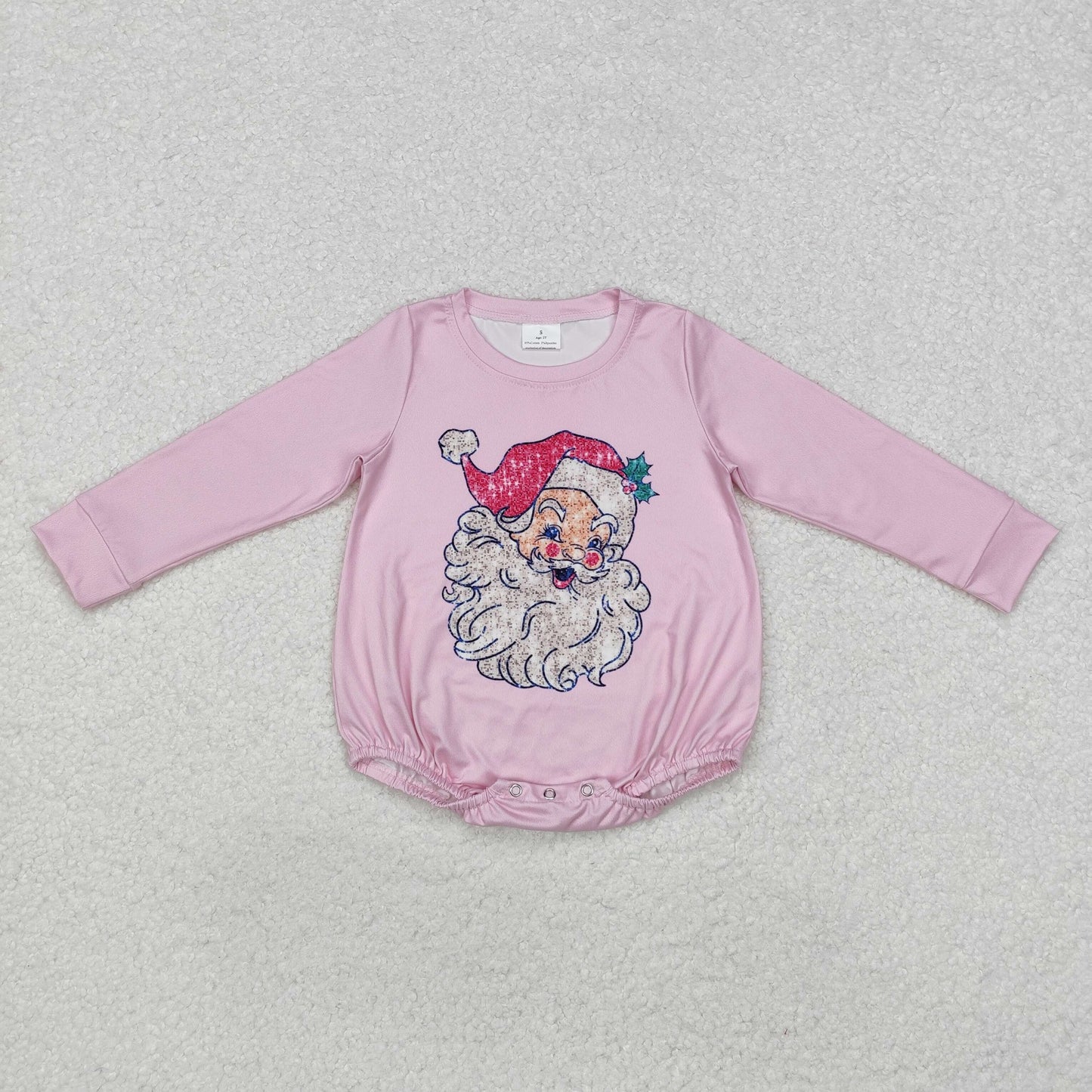 LR1819 Christmas Pink Long-Sleeved Girls Bubble Romper RTS 202509