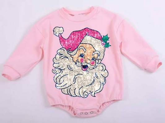 LR1819 Christmas Pink Long-Sleeved Girls Bubble Romper RTS 202509