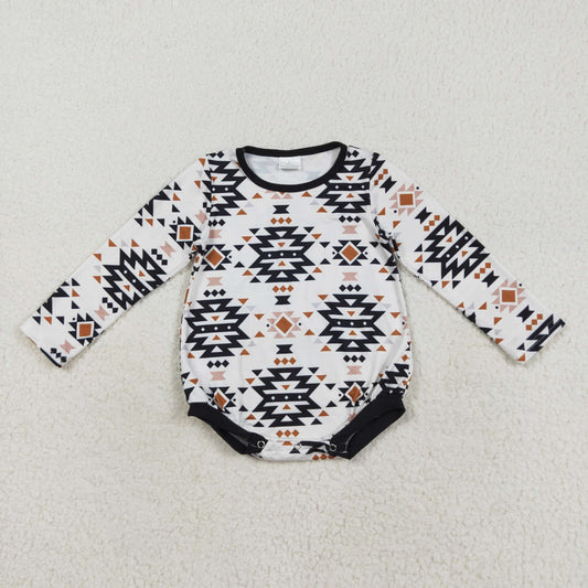 LR1822 Geometric Shape Rice Black Long Sleeve Boys Bubble Romper 202508 RTS