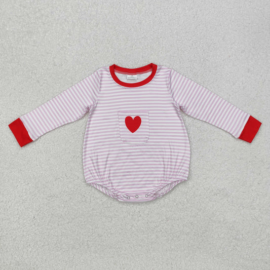 LR1855 Valentines girl boutique outfit Red Pink long sleeve Romper RTS 202412