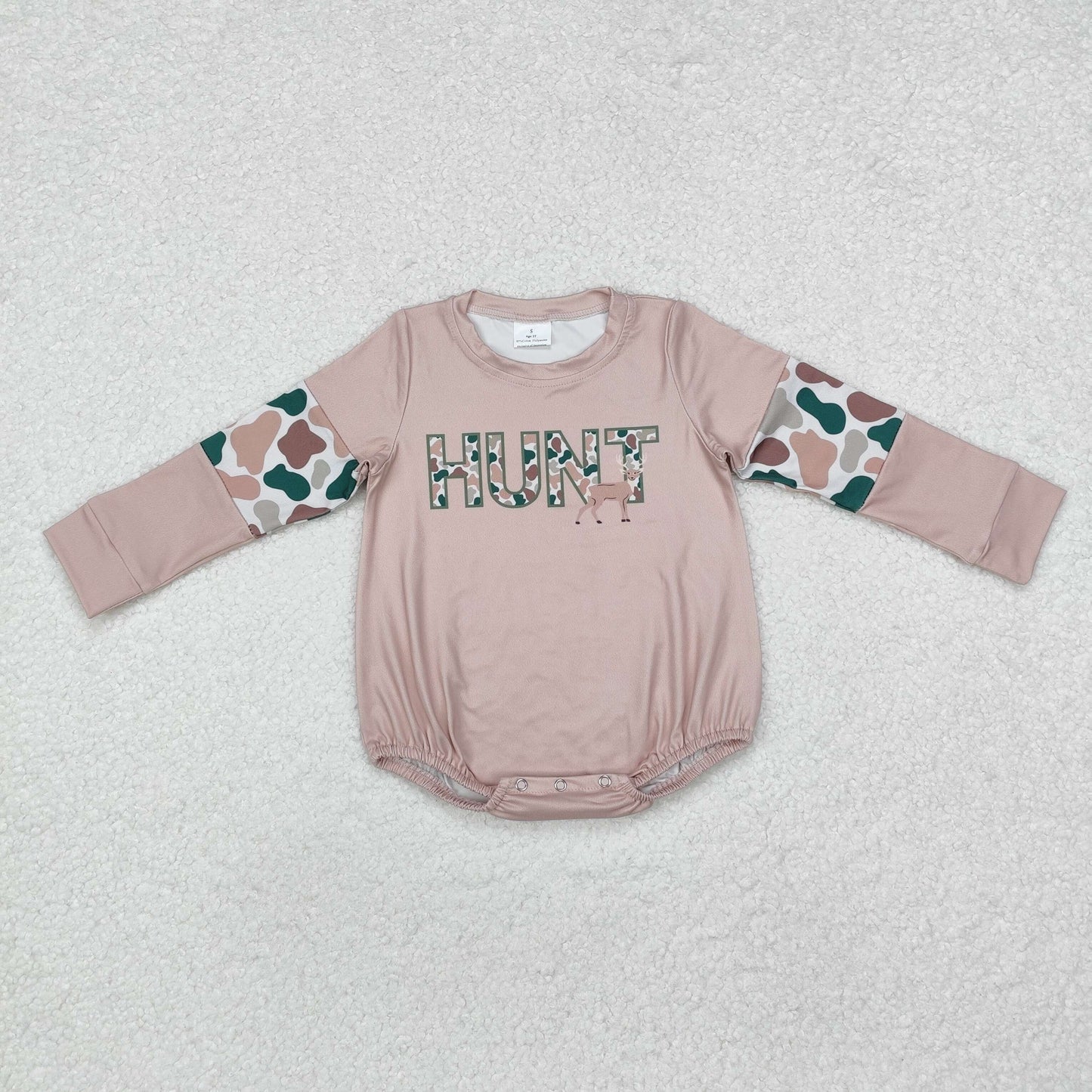 LR1863 Elk Hunting Clothes Camouflage Brown Long-Sleeved Boys Bubble Romper RTS 202509
