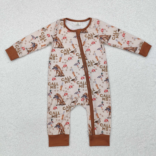 LR1991 bamboo pajamas call me a duck puppy brown zip-up long-sleeved boys romper RTS 202509