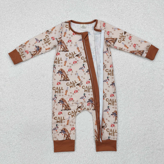 LR1991 bamboo pajamas call me a duck puppy brown zip-up long-sleeved boys romper RTS 202509