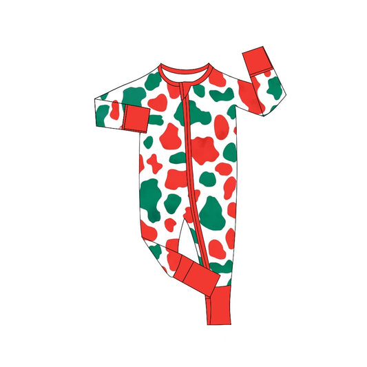 Preorder LR2060 Christmas red and green camouflage zipper long-sleeved jumpsuit