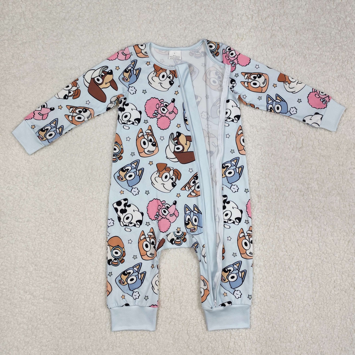 LR2062 Star blue zip-up long-sleeved onesie 202502 RTS