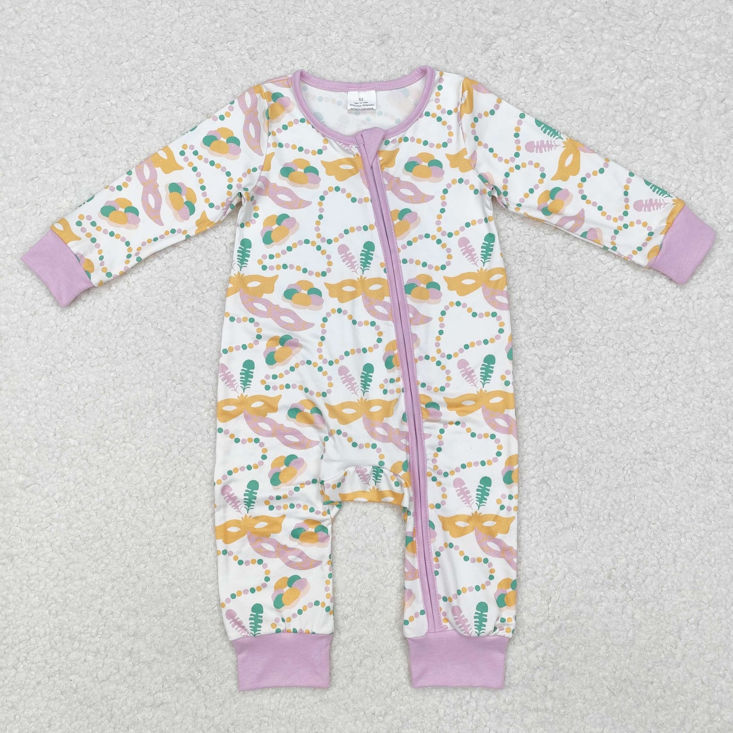 LR2097 Pink Zipper Girls Long Sleeve Romper with orange glasses outfits RTS
