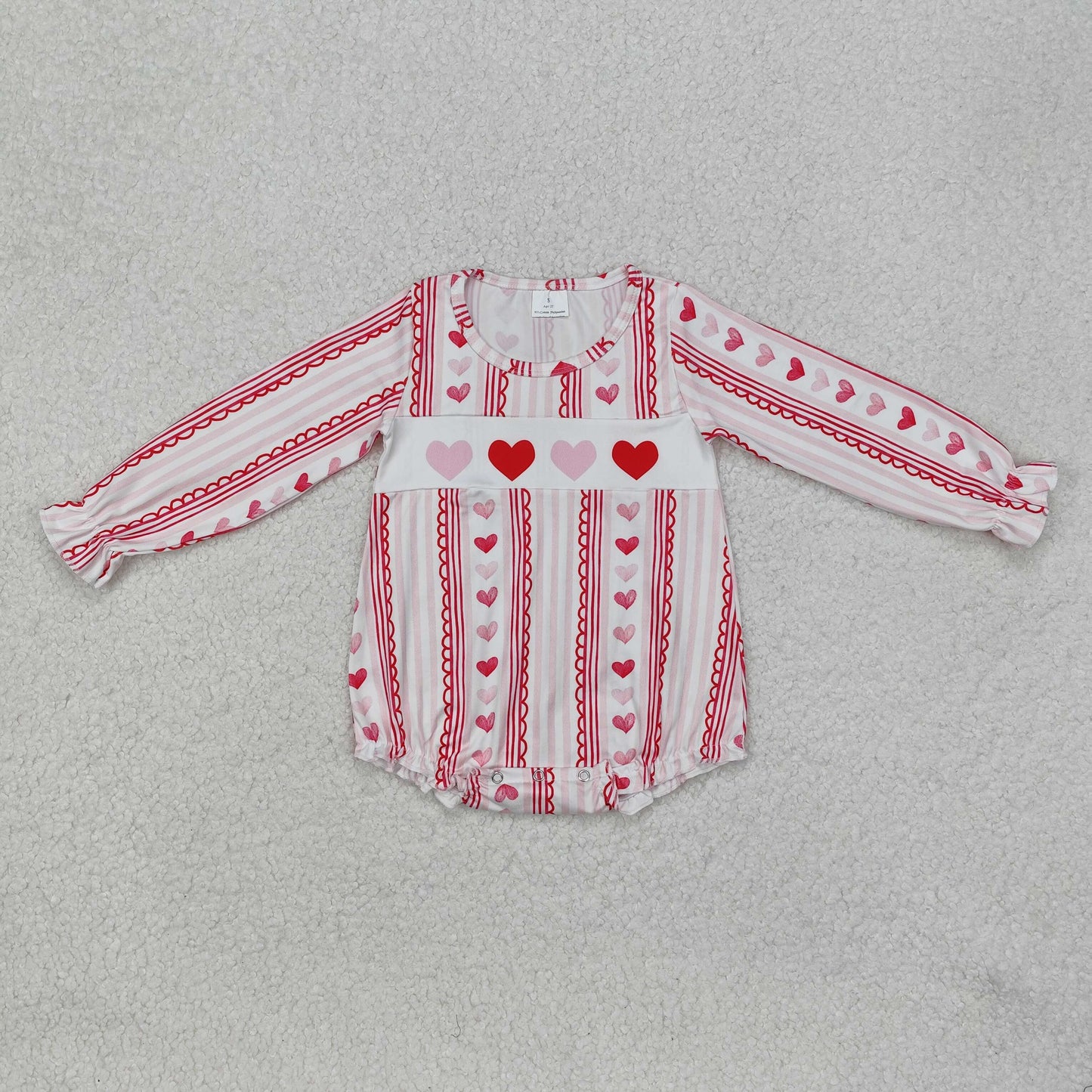 LR2134 Valentines outfit romper Girls clothes red long sleeve with heart pattern RTS 202412