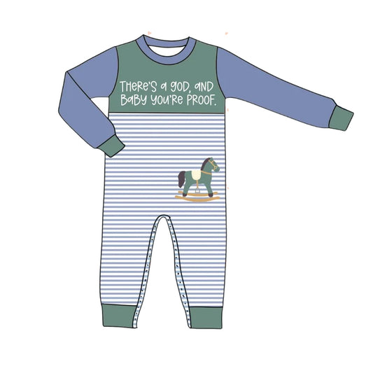 Preorder LR2239 God Baby Proof Letter Airplane Cloud Blue Green Long Sleeve Romper Baby Boys Boutique Outfits 202505
