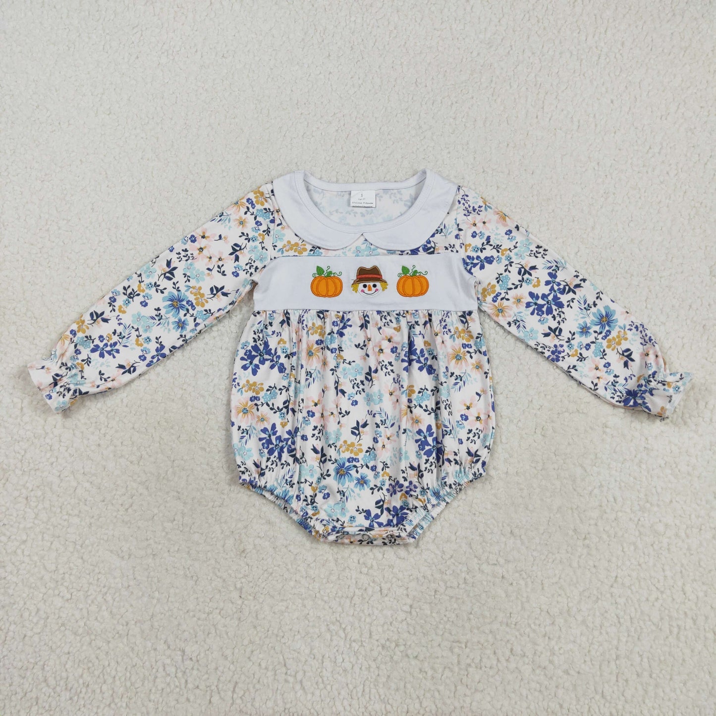 LR2246 Embroidered Pumpkin Ghost Flower Leaf Doll Collar Long Sleeve Girls Bubble Romper 202508 RTS