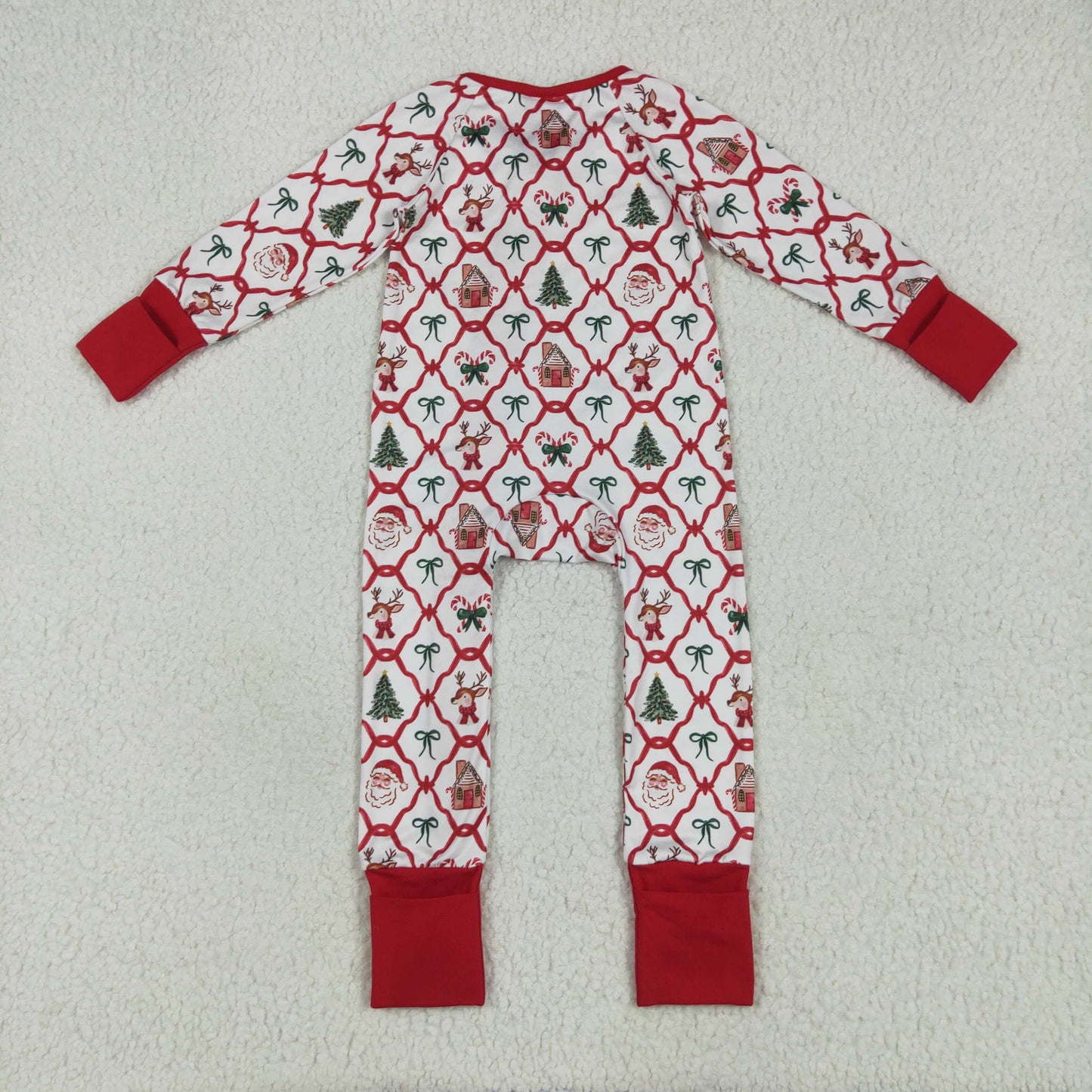 LR2248 Christmas Bear House Bow Zipper Long Sleeve Romper Baby Girls Boutique Outfits 202506 RTS