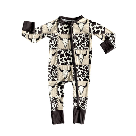 Preorder LR2267 Cowboy Black Zippy Long Sleeve Romper Baby Boy Boutique Pajamas 202505