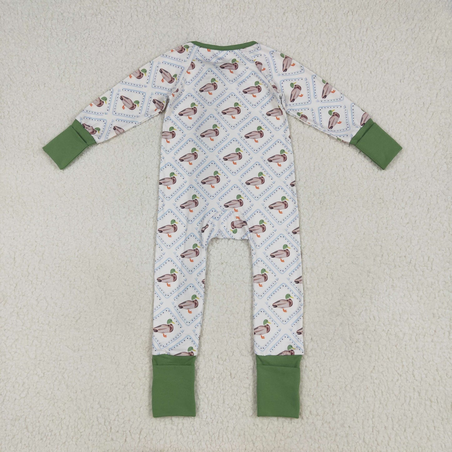 LR2269 Duck Hunting Green Zippy Long Sleeve Romper Baby Boy Boutique Pajamas 202506 RTS