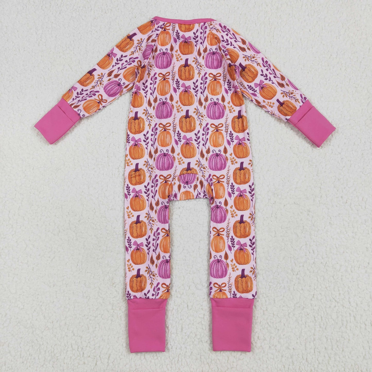 LR2270 Rose Red Pumpkin Zippy Long Sleeve Romper Baby Girls Boutique Outfits 202506 RTS