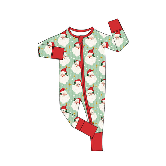 Preorder LR2278 Sibling Matching Christmas Santa Claus Red Zippy Long Sleeve Romper Baby Boys Boutique Pajamas 202505