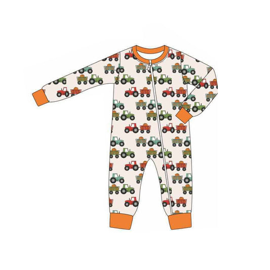 Preorder LR2304 Boys Boutique Trucks Pumpkin Zippy Long Sleeve Romper 202506