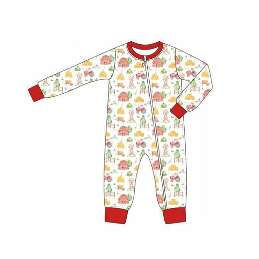 Preorder LR2306 Boys Boutique Farm Trucks Zippy Long Sleeve Romper 202506
