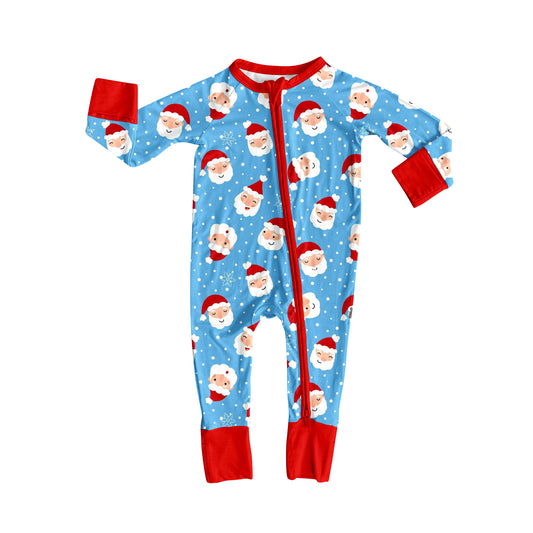 Preorder LR2377 Boys Boutique Santa Claus Blue Zippy Long Sleeve Romper 202506
