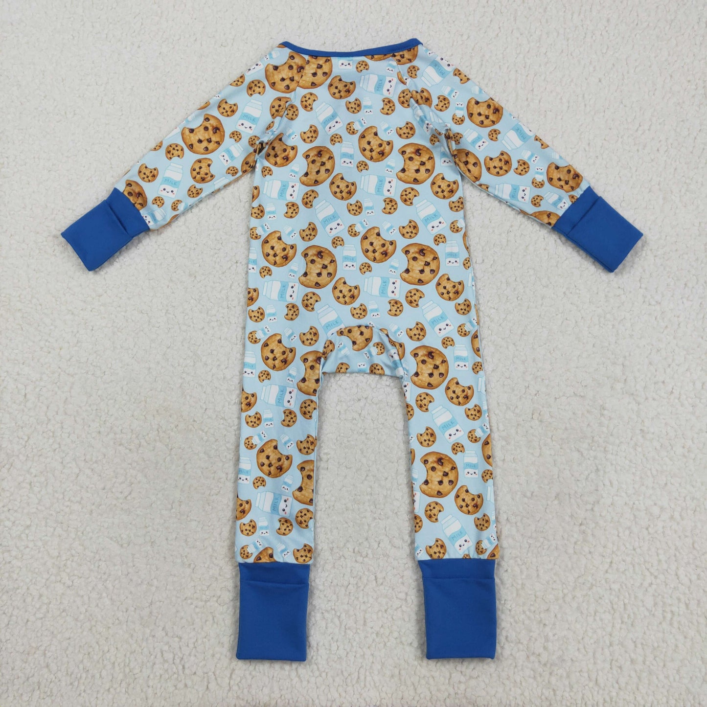 LR2397 Christmas Cookie Boys Blue Zippy Long Sleeve Romper 202508 RTS