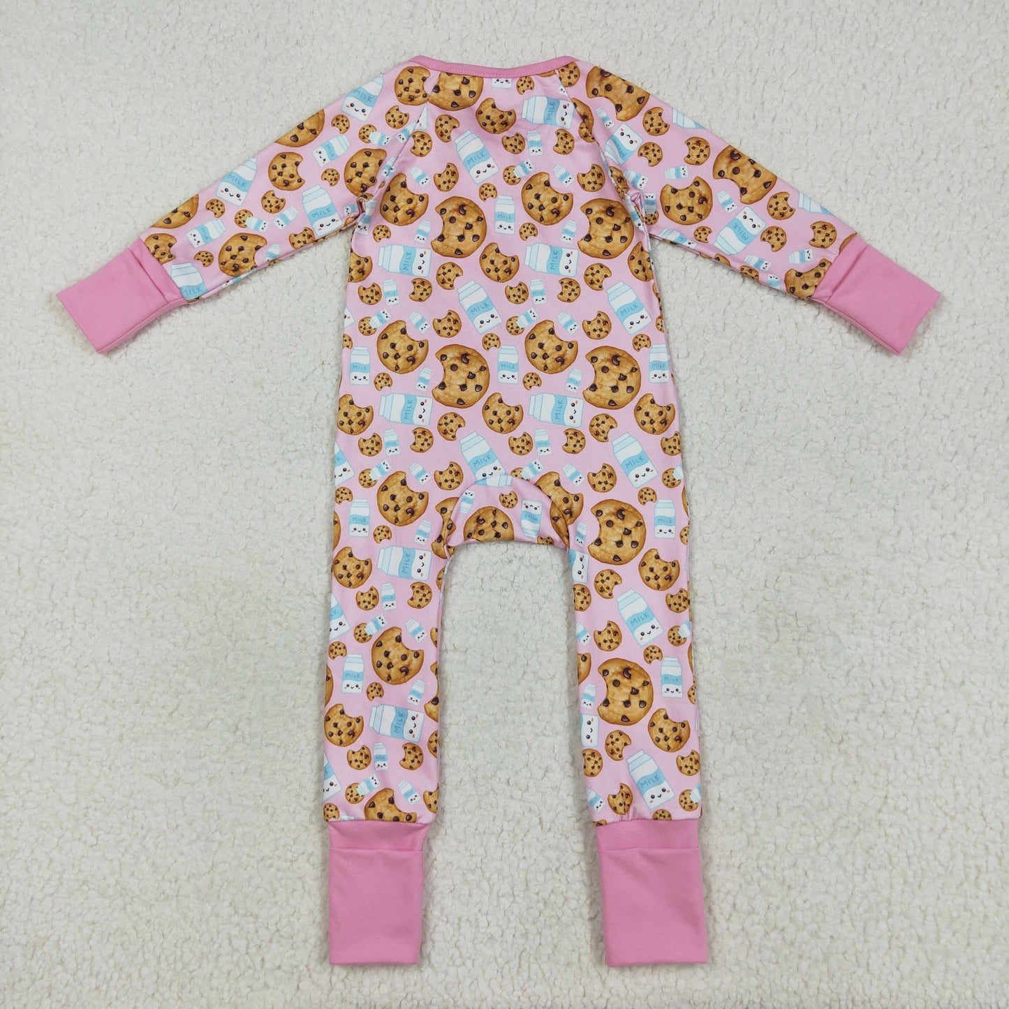 LR2398 Christmas Cookie Girls Pink Zippy Long Sleeve Romper 202507 RTS