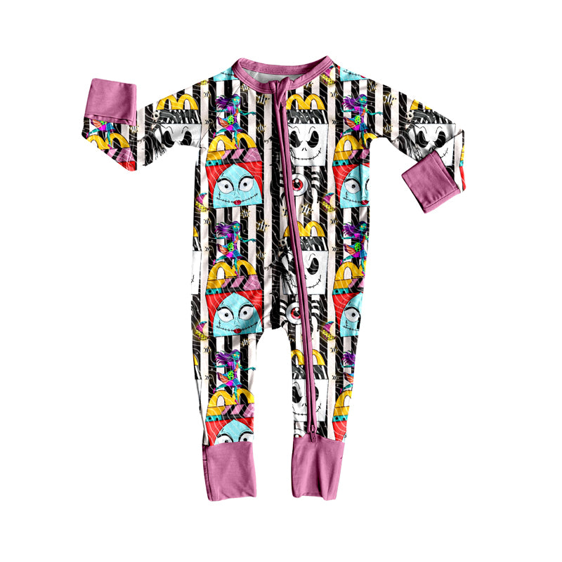 Preorder LR2423 The Nightmare Before Christmas Purple Zippy Long Sleeve Girls Romper 202507