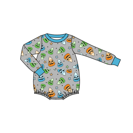 Preorder LR2446 Halloween Candy Gray Blue Long Sleeve Boys Bubble Romper 202507