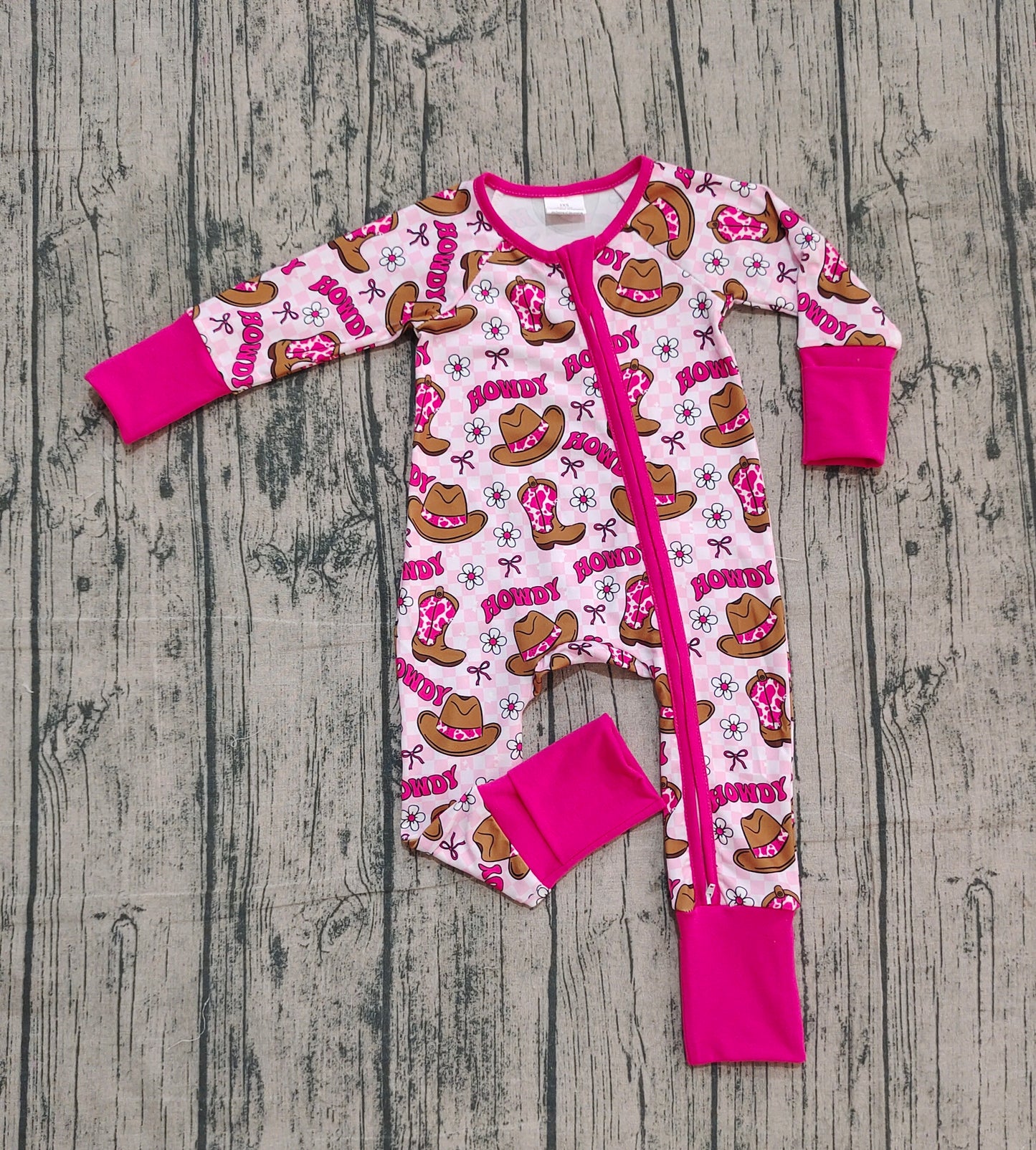 NO MOQ Preorder LR2516 Howdy Cowgirl Rose Red Zippy Long Sleeve Girls Romper 202510