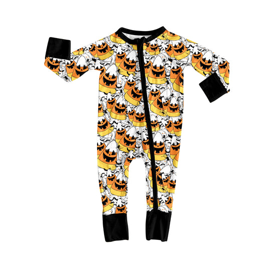Preorder LR2537 Halloween Candy Black Zippy Long Sleeve Boys Romper 202508