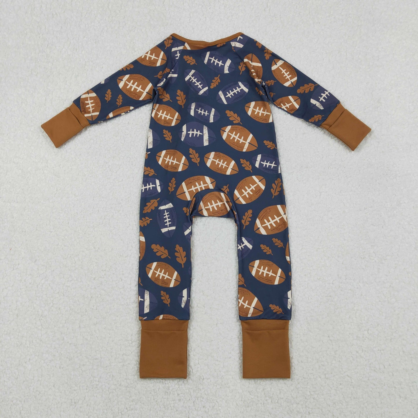 LR2543 Rugby Leaf Zippy Long Sleeve Boys Romper 202510 RTS