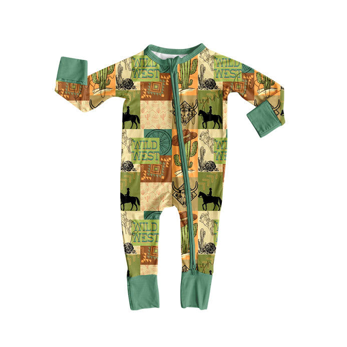 Preorder LR2549 Cowboy Plaid Zippy Long Sleeve Boys Romper 202508