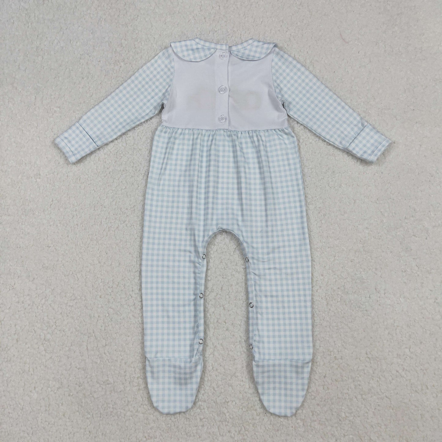 LR2560 Embroidered Pumpkin Plaid Doll Collar Long Sleeve Girls Romper with Socks 202509 RTS