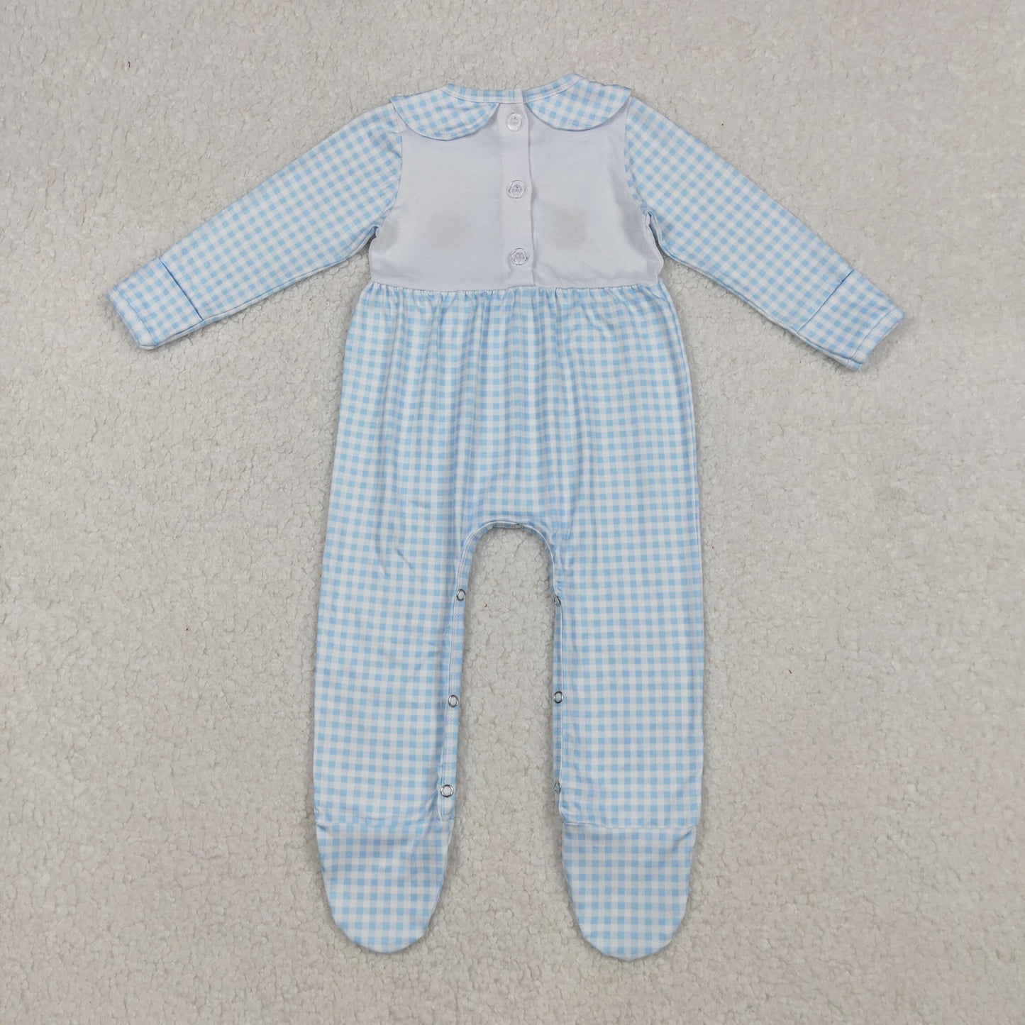 LR2561 Embroidered Turkey Pumpkin Plaid Doll Collar Long Sleeve Boys Romper with Socks 202509 RTS