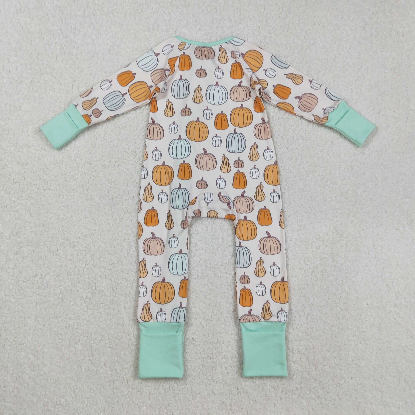 LR2565 Pumpkin Blue Green Zipper Long Sleeve Boys Romper 202508 RTS