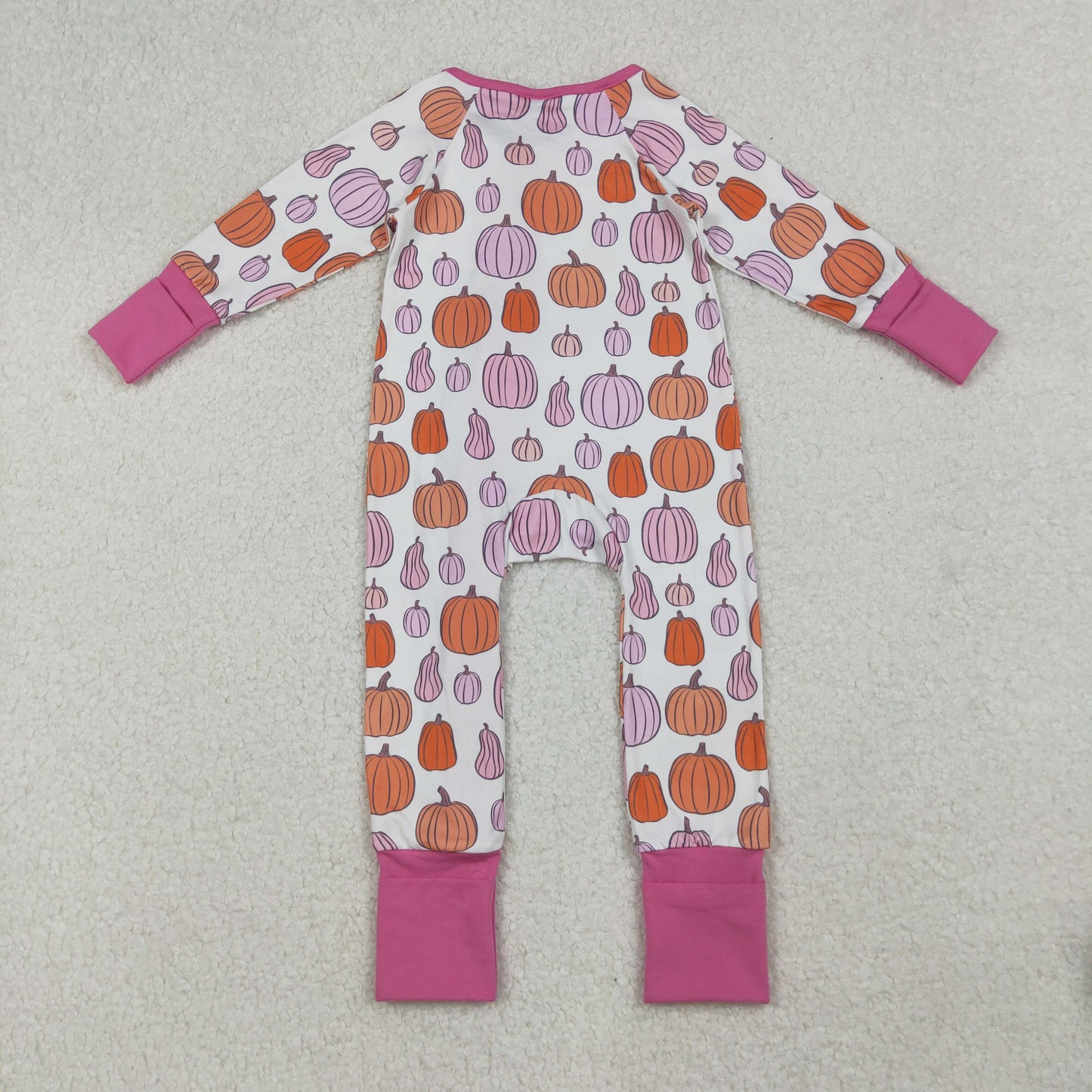 LR2566 Pumpkin Rose Red Ruffle Zippy Long Sleeve Girls Romper 202509 RTS