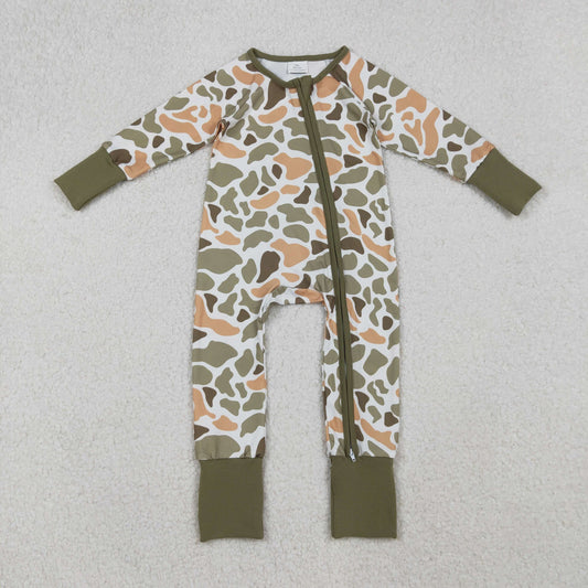 LR2578 Yellow Green Camouflage Long Sleeve Boys Romper 202509 RTS