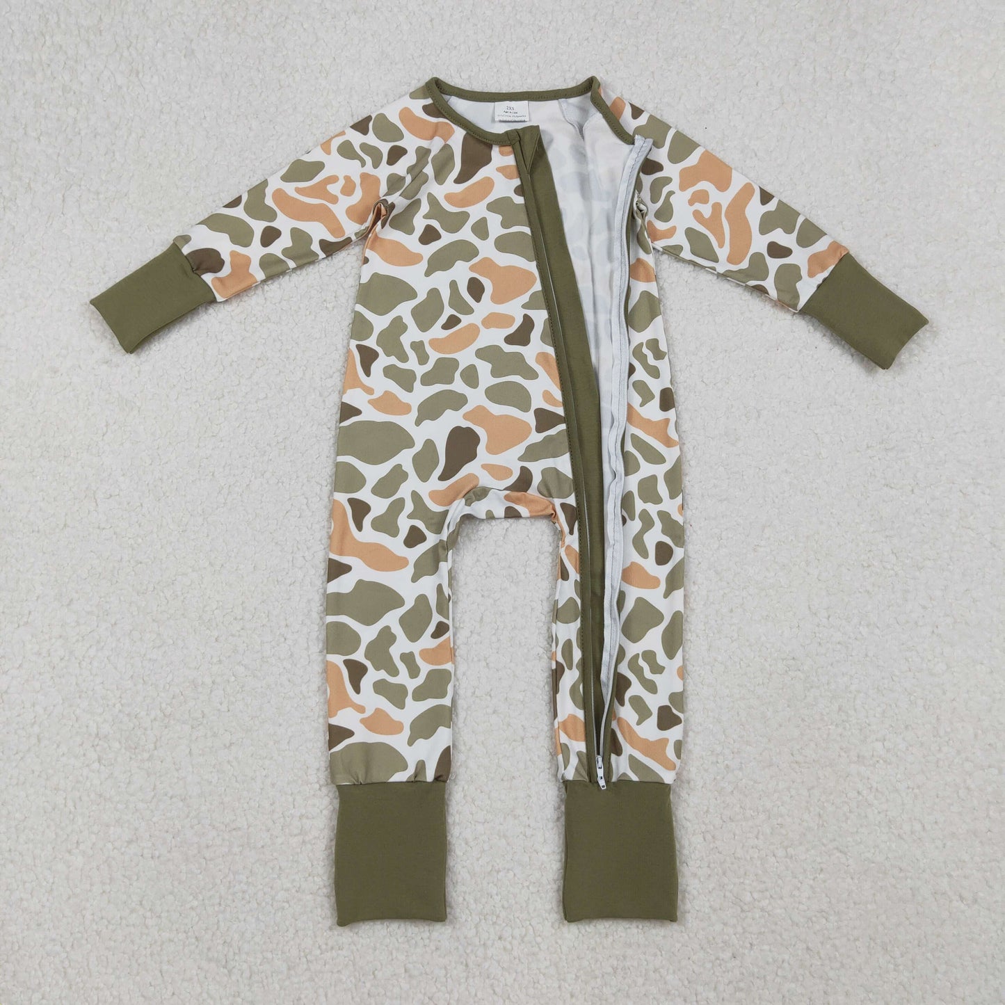 LR2578 Yellow Green Camouflage Long Sleeve Boys Romper 202509 RTS