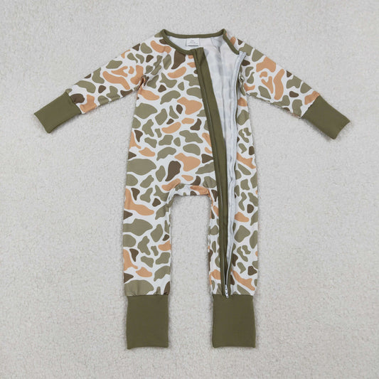LR2578 Yellow Green Camouflage Long Sleeve Boys Romper 202509 RTS