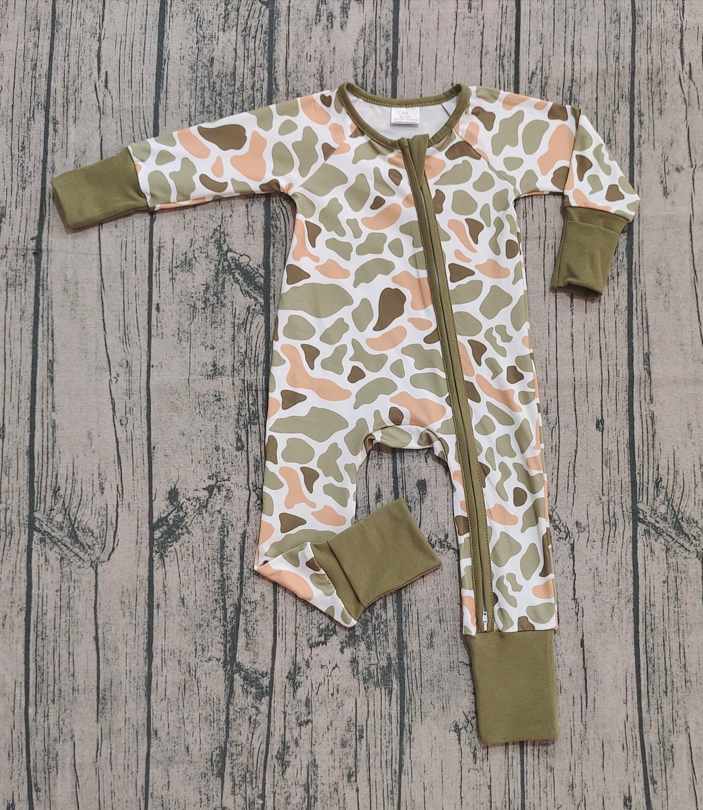 LR2578 Yellow Green Camouflage Long Sleeve Boys Romper 202509 RTS