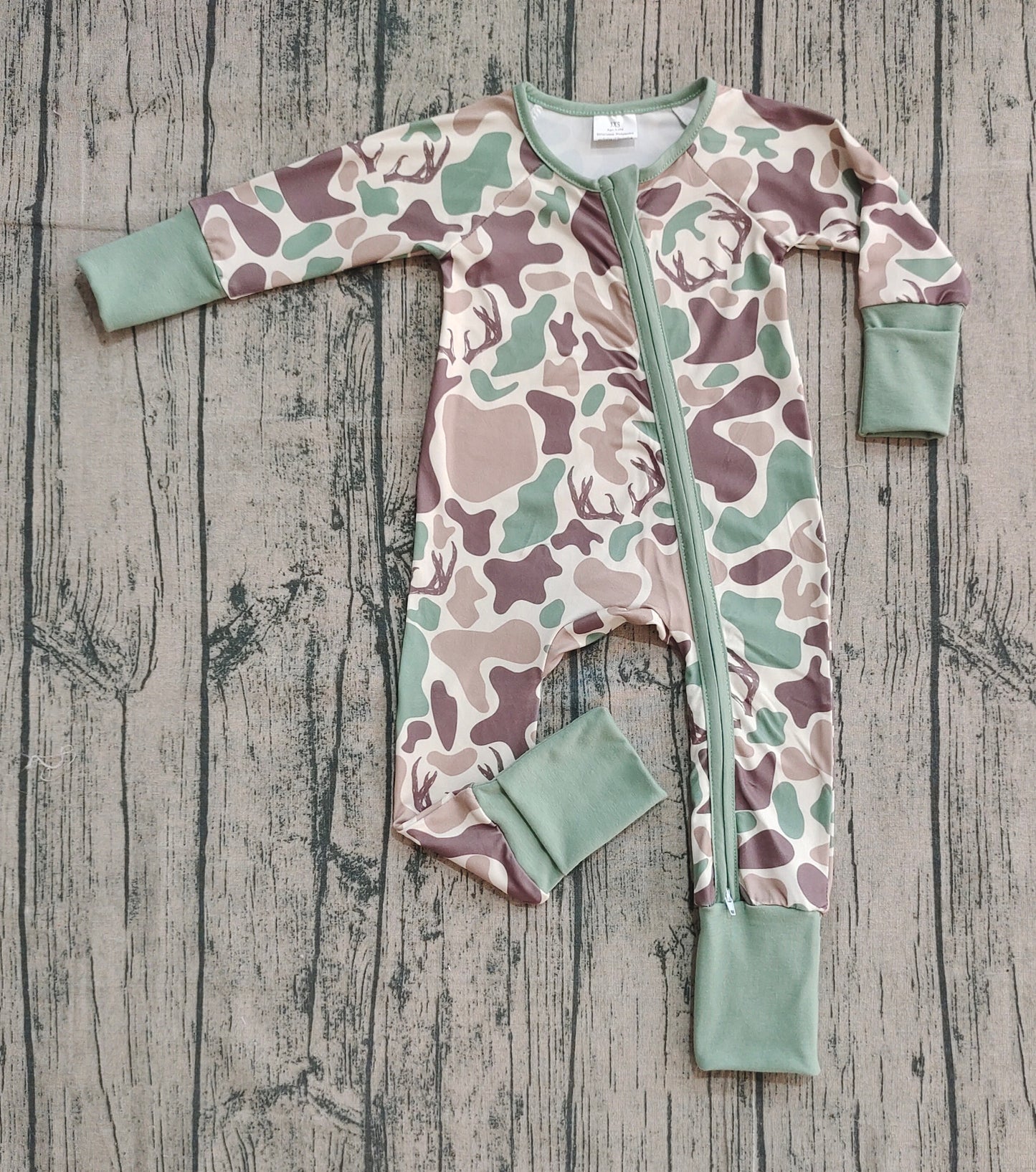 LR2582 Deer Hunting Army Green Camouflage Zippy Long Sleeve Boys Romper 202509 RTS
