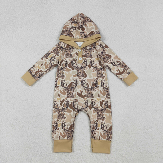 LR2593 Alpine Bull Head Camouflage Cowboy Hooded Long Sleeve Boys Romper 202510 RTS
