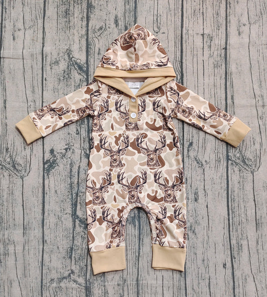 LR2593 Alpine Bull Head Camouflage Cowboy Hooded Long Sleeve Boys Romper 202510 RTS