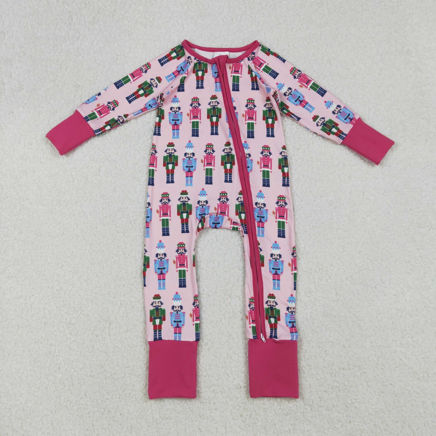 LR2598 Christmas Nutcracker Pink Zipper Long Sleeve Girls Romper 202509 RTS