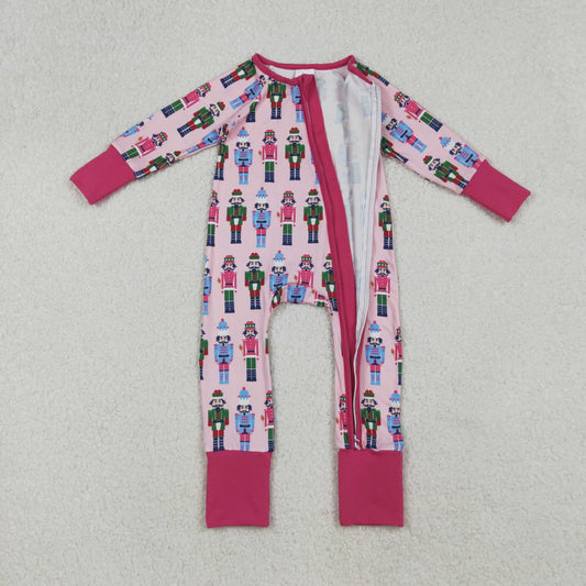 LR2598 Christmas Nutcracker Pink Zipper Long Sleeve Girls Romper 202509 RTS