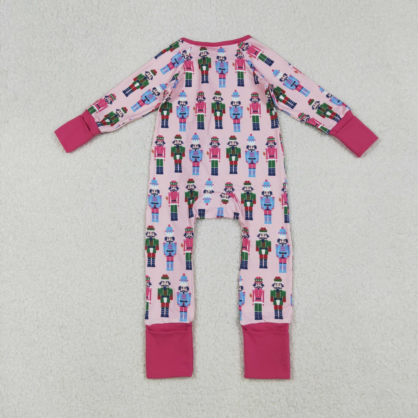 LR2598 Christmas Nutcracker Pink Zipper Long Sleeve Girls Romper 202509 RTS